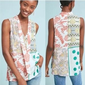 Anthropologie Moulinette Soeurs Venezia Tied Tunic Patchwork Top Size S